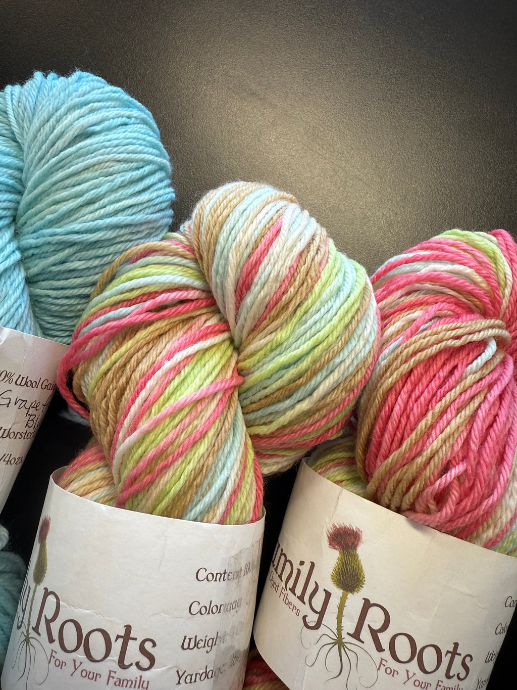 Family Roots DK Set - 225g x Grapefruit Love and 1114g x blue trim - Re-loved