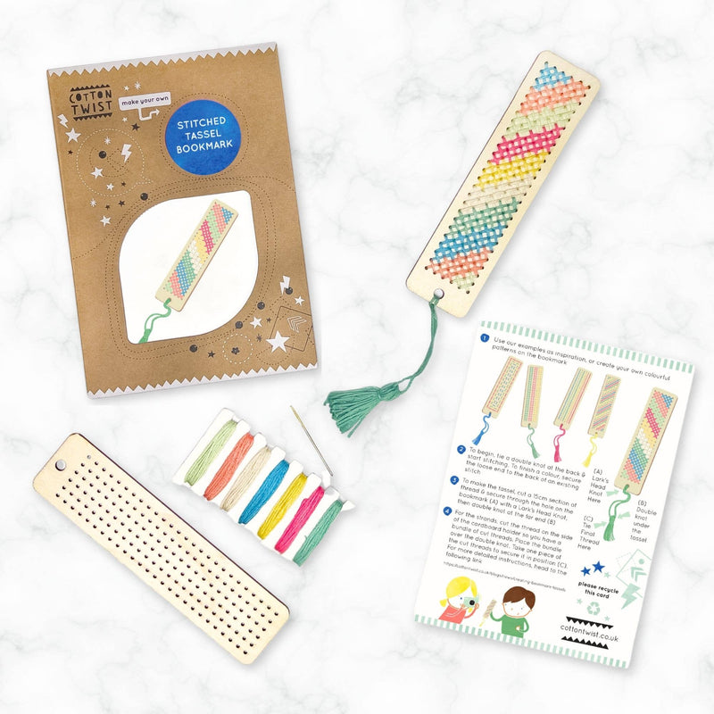 Cotton Twist - DIY Craft Kit - Kids: Make Your Own Stitched Tassel Bookmark