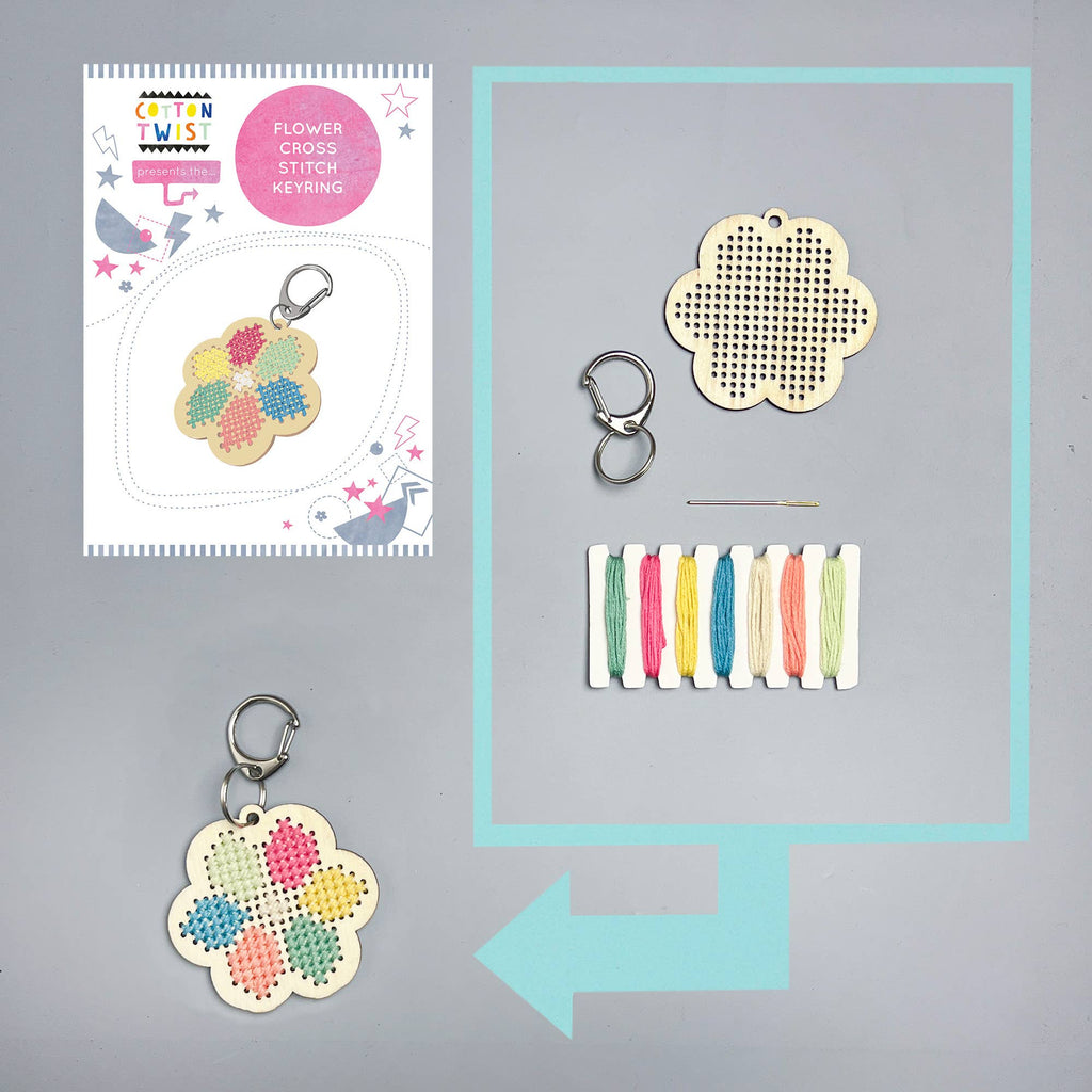 Cotton Twist - Make Your Own Flower Cross Stitch Keyring