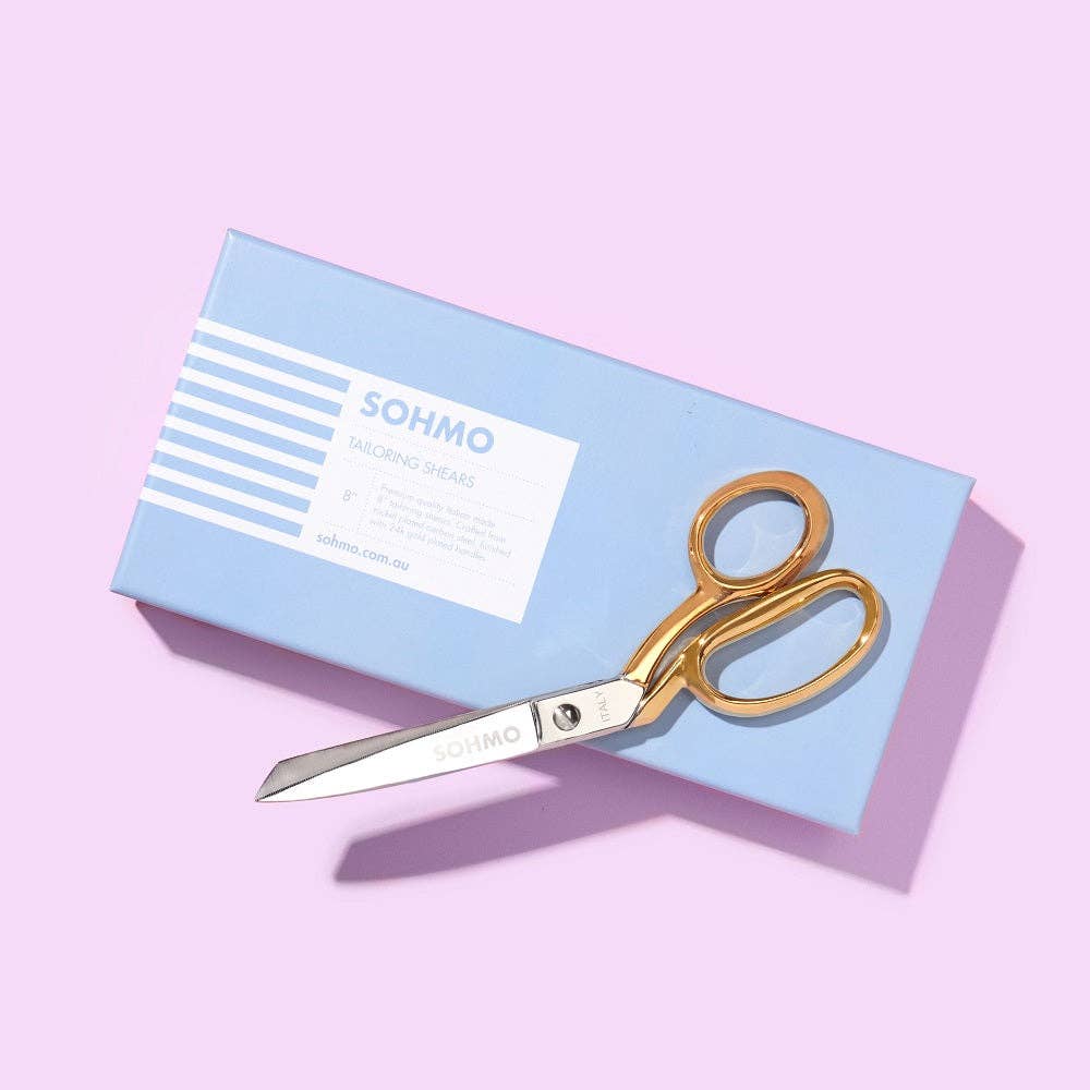 SOHMO Tailoring Shears 8" — Italian Handmade, 24k Gold-Plated, Dual Blade Type