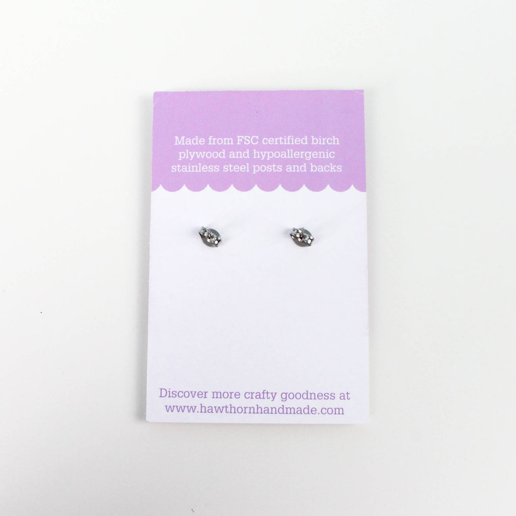 Pincushion Wooden Earrings - Craft Jewellery
