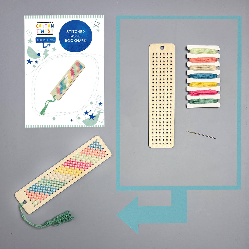Cotton Twist - DIY Craft Kit - Kids: Make Your Own Stitched Tassel Bookmark