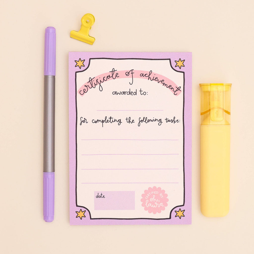 Oh, Laura A6 Notepad - Certificate