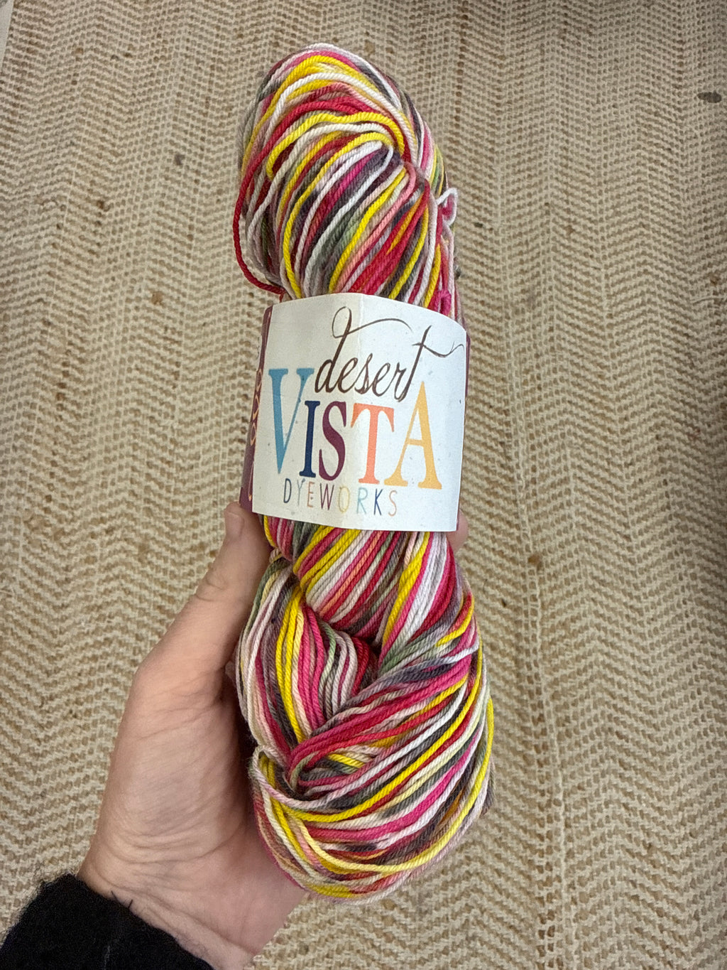 Re-loved: Desert Vista Dyeworks: Viso Selfstriping Sock "Tiptoe Through the Tulips"