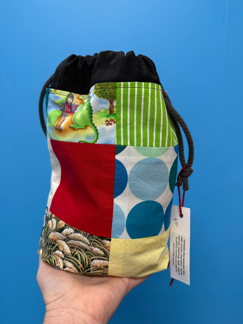 Nothing New Project Bag - Blue Spot Patchwork