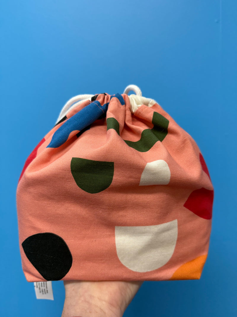 Nothing New Project Bag - Peach/Rainbow Shapes