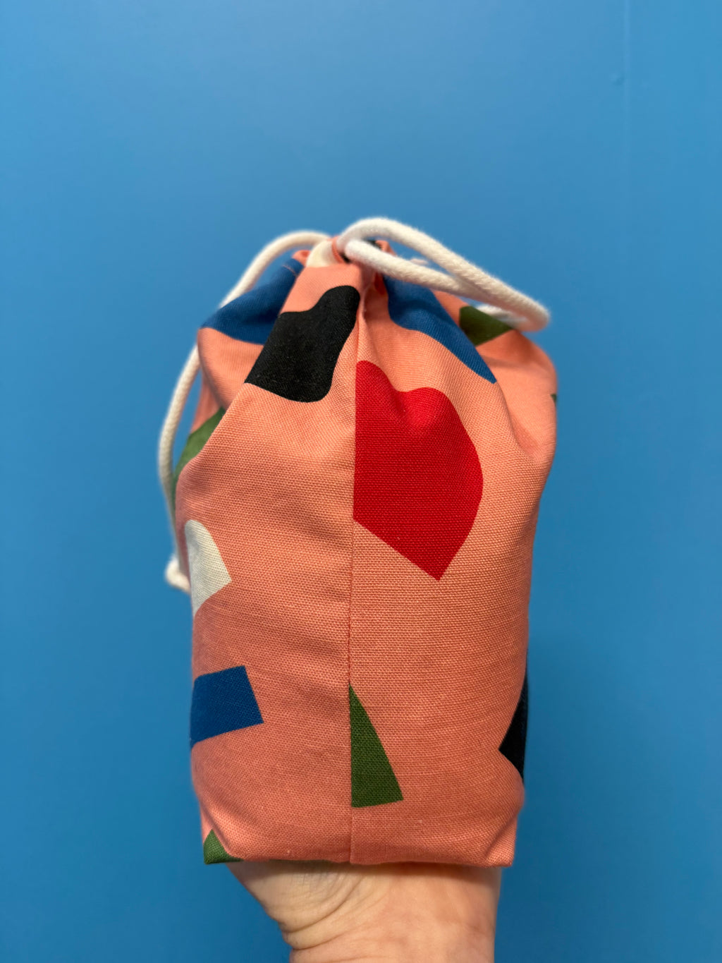 Nothing New Project Bag - Peach/Rainbow Shapes