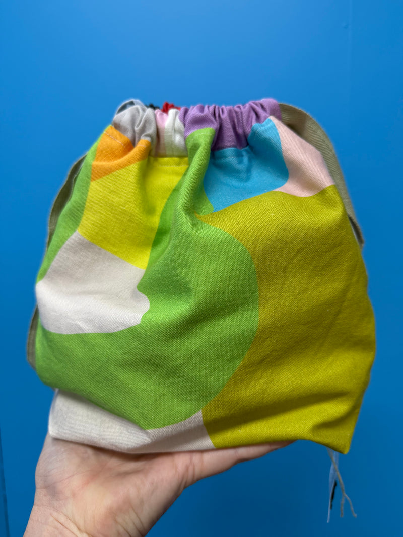 Nothing New Project Bag - Green/Pink Abstract Shapes