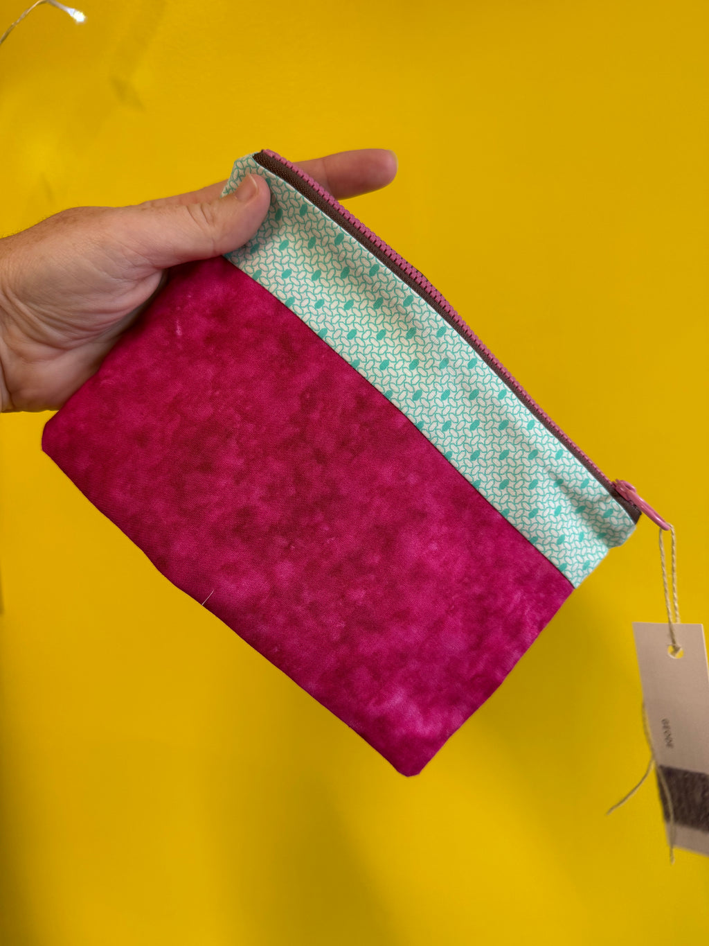 Nothing New Notions Pouch - Greens/Yellows + Pink