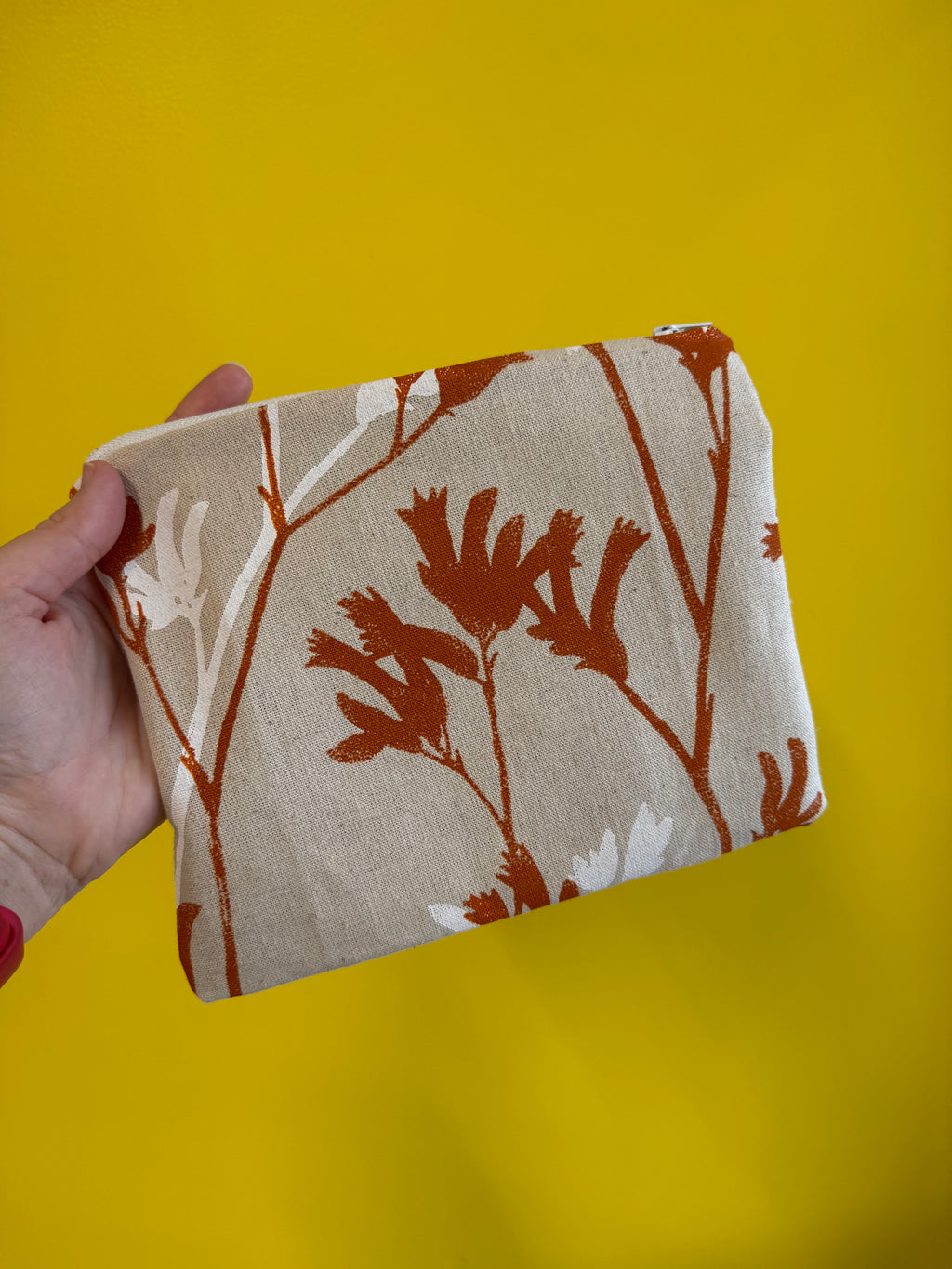 Nothing New Notions Pouch - Screenprinted Houses + Birds