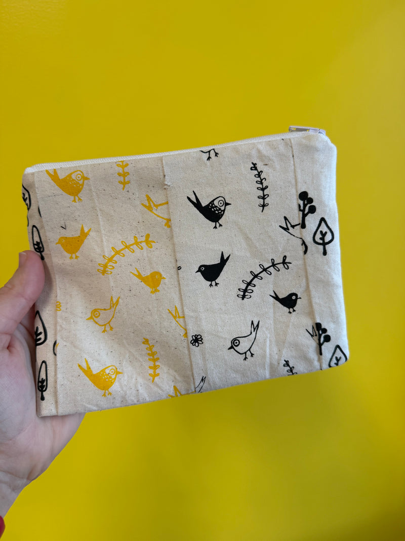Nothing New Notions Pouch - Screenprinted Birds