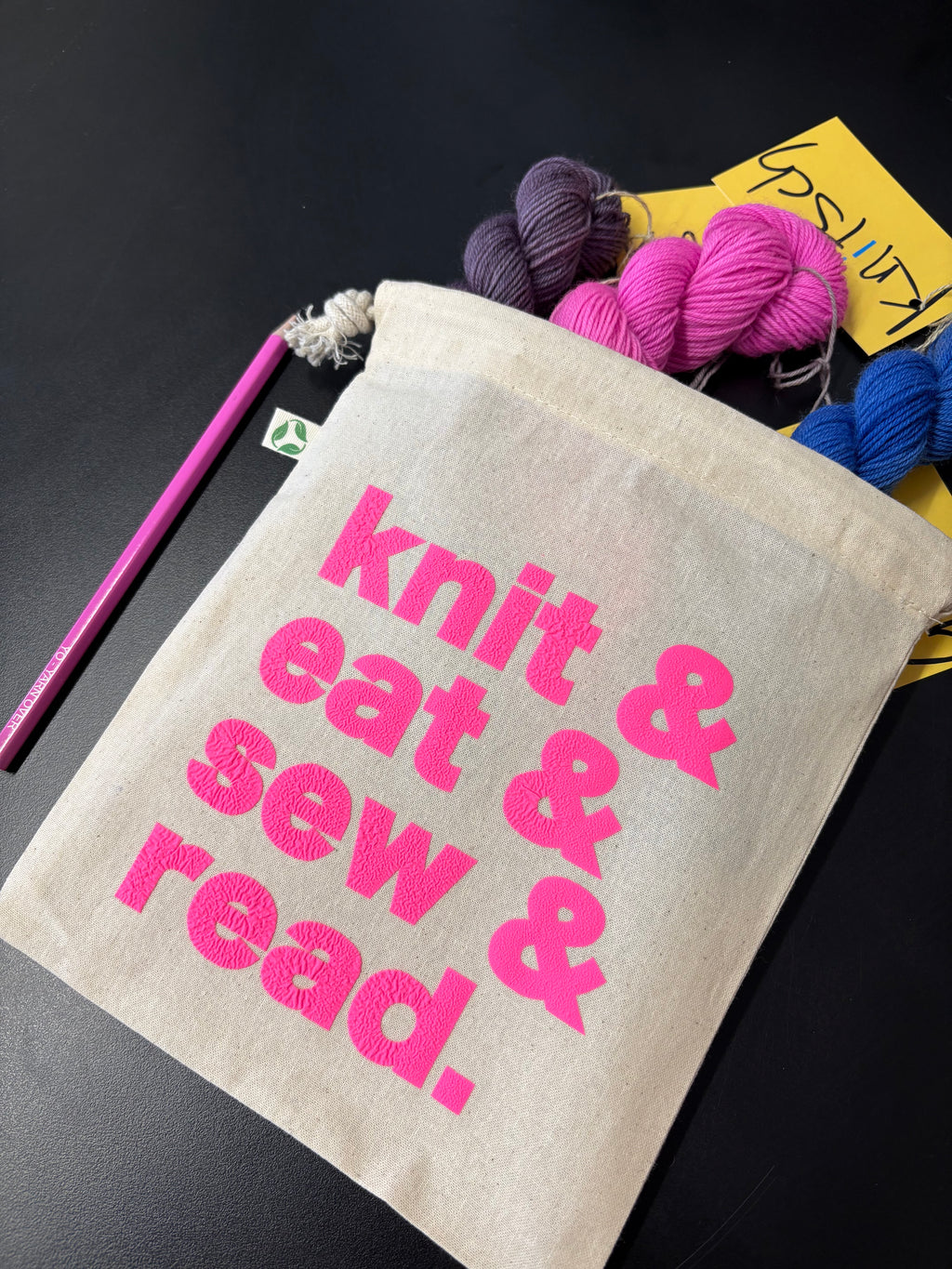 HRYC project bag - knit, eat, sew, read