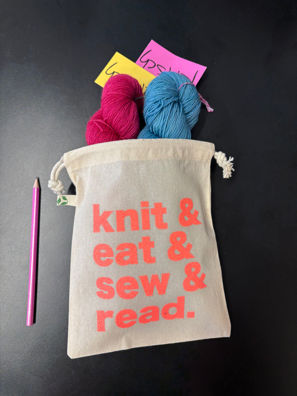 HRYC project bag - knit, eat, sew, read