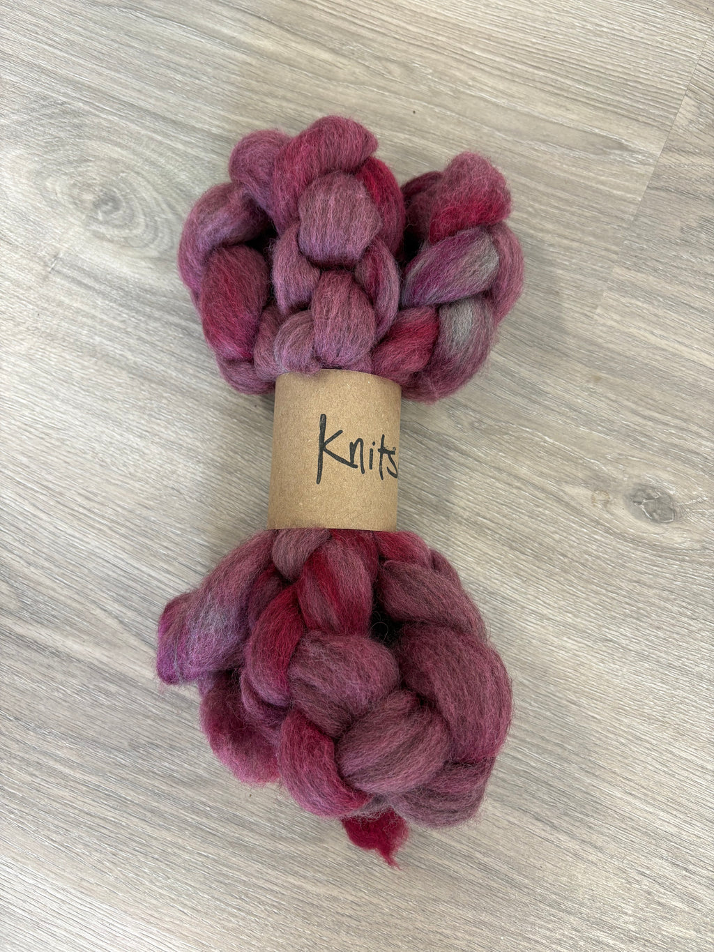 Knitsch hand-dyed Corriedale fibre - Squashed plums
