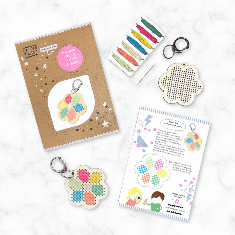 Cotton Twist - Make Your Own Flower Cross Stitch Keyring