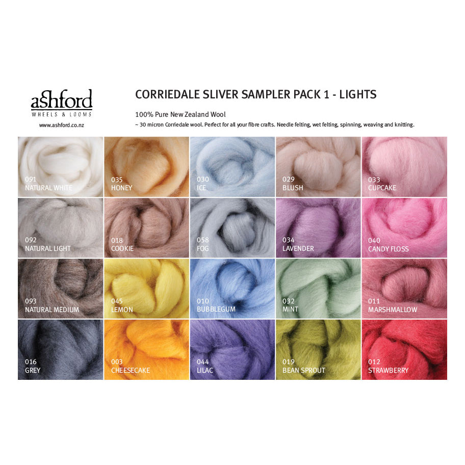 Ashford Corriedale Fibre Sampler Packs