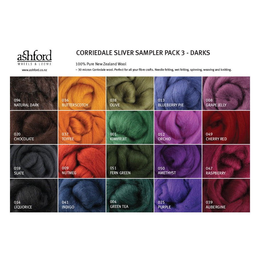 Ashford Corriedale Fibre Sampler Packs